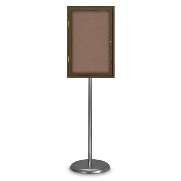 Corkboard, Double Door, Radius Frame, 48x36", Bronze/Buff